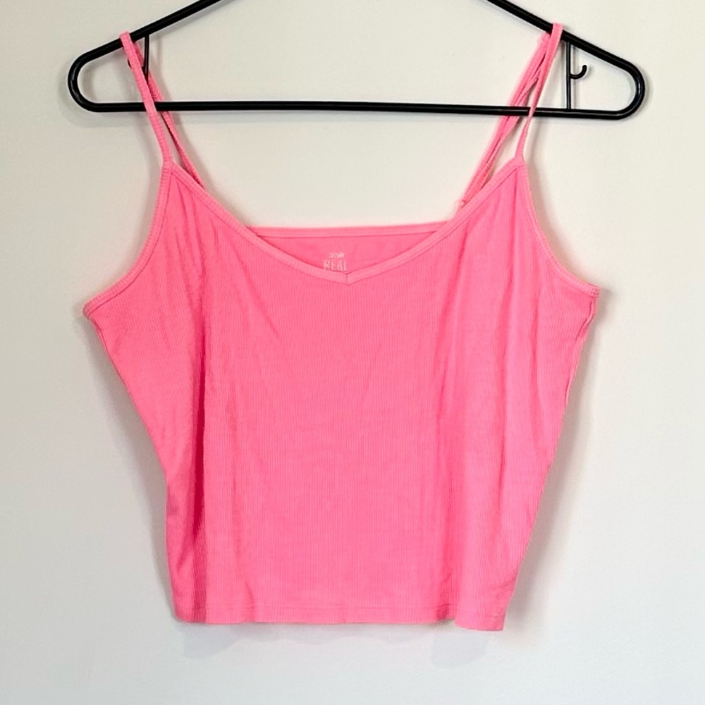 Aerie Real Soft Ribbed Cropped Women's Tank Top in Pink - Size: Extra Large